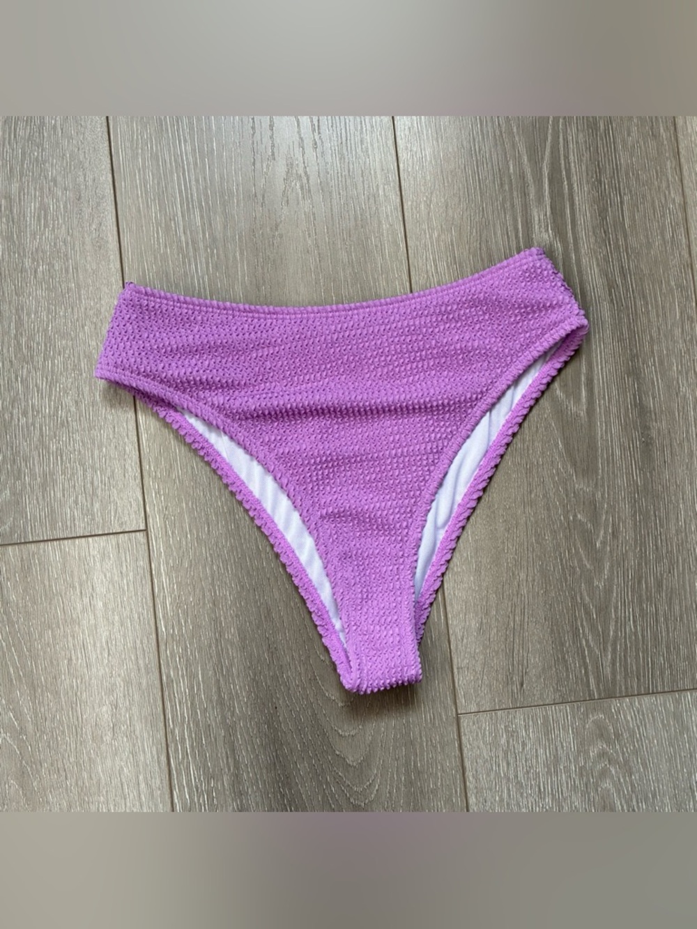 Lilac purple textured cheeky bikini bottoms